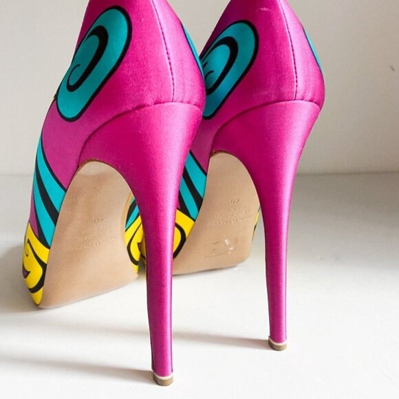 Nicolas  Kirkwood Colourful Silk Satin Graffiti Heels 40 - Picture 7 of 12